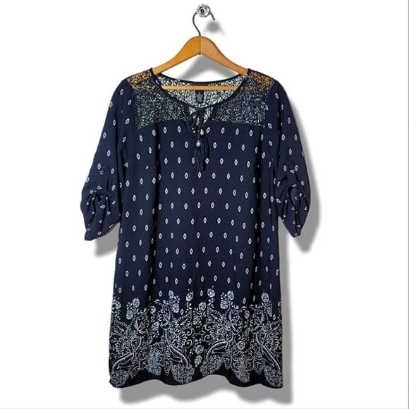 Rue21 Boho Lace & Floral Print Crop Sleeve Tunic - Picture 1 of 7
